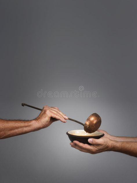 Feed the World. Man holding a bowl in both hands, receiving a serving of soup fr , #affiliate, #holding, #bowl, #Man, #Feed, #World #ad Hands Receiving, Soup Ladle, Male Hands, Recipe Images, Another Man, A Bowl, Food Pictures, Drawing Reference, Royalty Free Stock Photos