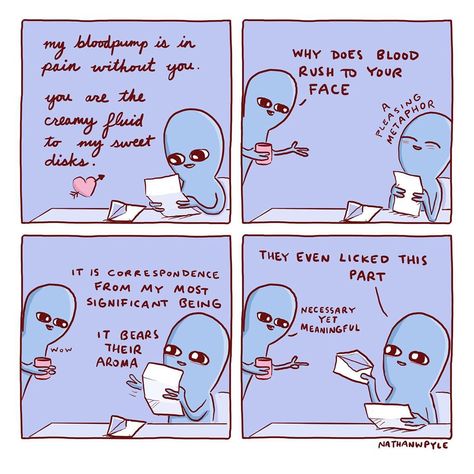 Strange Planet on Instagram: “l i c k e d” Alien Meme, Nathan Pyle, The Awkward Yeti, Planet Comics, 4 Panel Life, Strange Planet, Strange World, Aliens Funny, Cute Alien