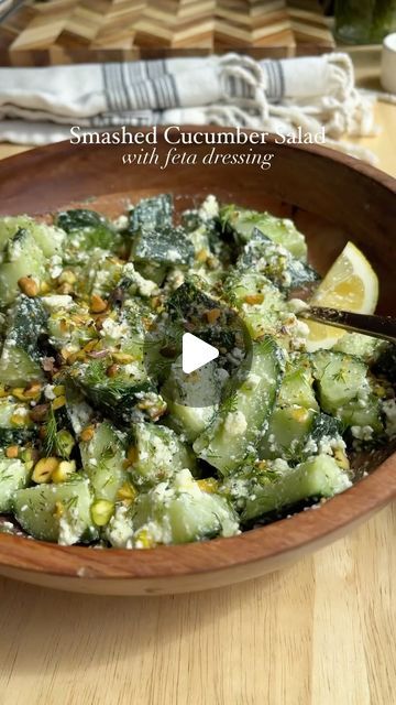 Daily Healthy Recipes on Instagram: "Craving a vibrant and flavorful salad to accompany your grilled favorites?🥗

Look no further than our Smashed Cucumber Salad with Feta-Dill Dressing and Pistachios! 
With just a handful of ingredients, this dish packs a punch of freshness and taste. Perfect for pairing with burgers, sandwiches, or anything hot off the grill.

Follow for more @7wellnessbites
Share with friends👨🏻‍🍳👩‍🍳

Big thanks for recipe: @dishingouthealth

Ingredients:
* 1 lb. English cucumbers
* Kosher salt and black pepper
* 4 oz. feta cheese
* 3 tbsp. extra-virgin olive oil
* 2 tbsp. fresh lemon juice
* 1/4 cup finely chopped roasted pistachios
* 1/4 cup finely chopped fresh dill

Serve and enjoy!

#healthydinnerrecipes #lowcarb #healthysalad #healthylunch #easytocook #fithea Whipped Feta With Honey And Pistachios, Feta Pistachio Honey, Whipped Feta With Marinated Cucumber, Smashed Cucumber Salad With Feta, Cucumber Mint Feta Salad, Smashed Cucumber Salad, Dill Dressing, English Cucumber, Fresh Dill