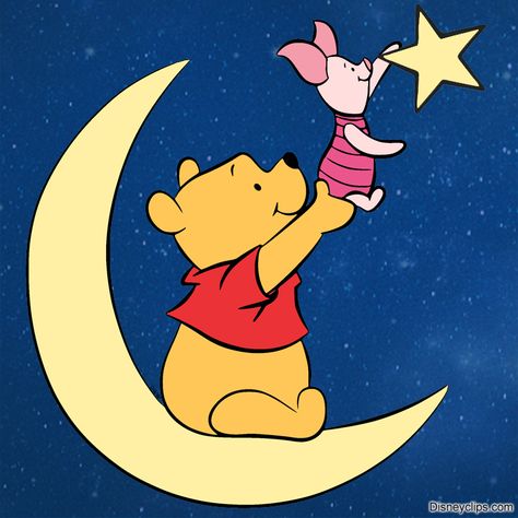 Clip art of Winnie the Pooh and Piglet on a crescent moon among the stars #disney, #winniethepooh, #piglet Flying Disney Characters, Winnie The Pooh And Friends Drawings, Winnie Pooh Painting, Winnie The Pooh And Piglet Drawing, Winnie The Pooh And Piglet Wallpaper, Painting Ideas Winnie The Pooh, Winnie The Pooh Painted Rocks, Winnie Pooh Drawing, Winnie The Pooh Painting Ideas