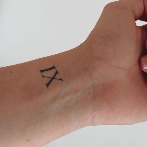 Roman Numeral Nine Tattoo, Number 9 Tattoo Roman Numerals, Roman Numeral 11 Tattoo, Roman Numeral 9 Tattoo, 9 Roman Numeral Tattoo, Number 9 Tattoo Fonts, 9 Number Tattoo, 9 Tattoo Number Ideas, Number 9 Tattoo Ideas