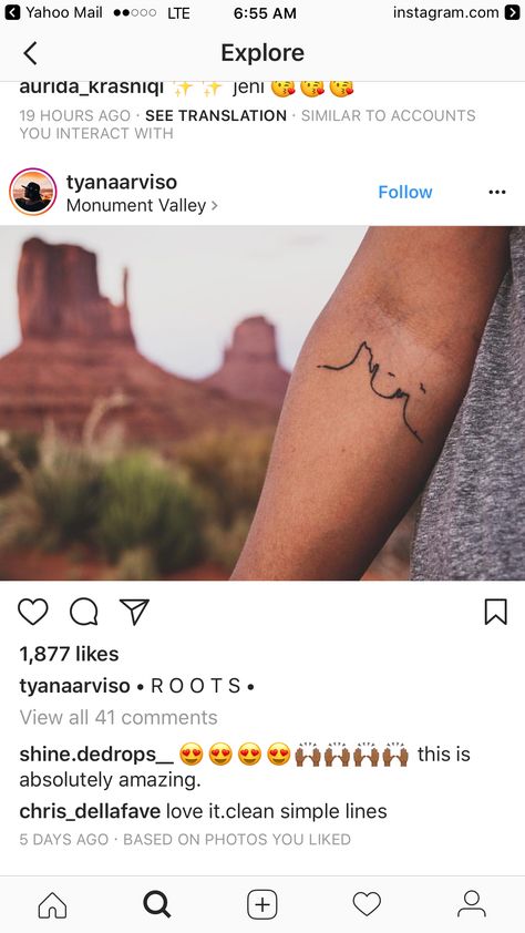 Grand Canyon Tattoo Simple, Sedona Tattoo Ideas, Monument Valley Tattoo, Grand Canyon Tattoo, Sedona Tattoo, Tattoos Inspo, Usa Tattoo, Elbow Tattoos, Sweet Tattoos