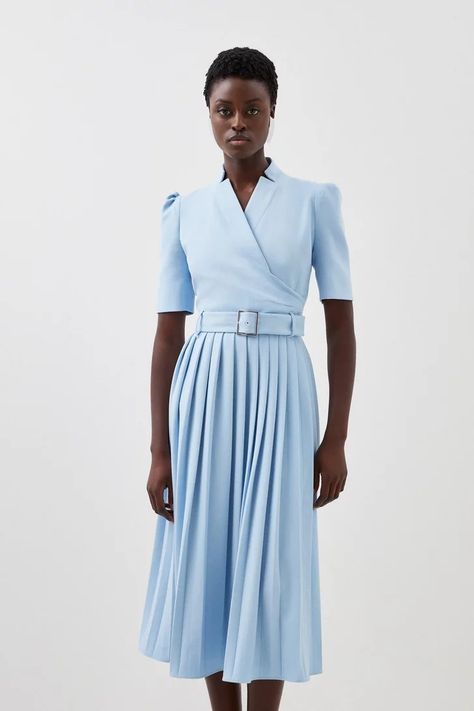 Sale | Women's Clothes Sale | Karen Millen Blue Soft Outfit, Icy Blue Dress, Ceo Girl, Pale Blue Dress, Work Capsule, Queen Dresses, Spring Wedding Guest Dress, 2024 Style, Designer Midi Dresses