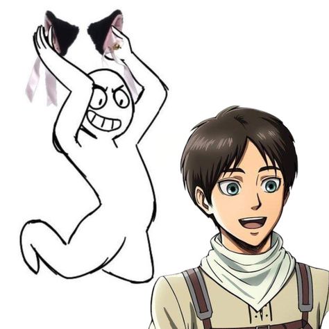 Eren Funny, Attack On Tatin, Aot Funny, Atack Ao Titan, Aot Memes, Fairy Tail Love, Attack On Titan Season, Cat Boys, Eren Jaeger