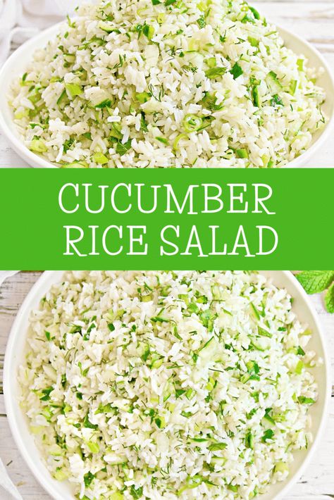 Rice Bowl With Cucumber, Cucumber Rice Salad, Cucumber And Rice Recipes, Rice Cucumber Bowl, Rice And Cucumber, Cold Rice Recipes, Rice Salad Recipes Cold, Cold Rice Salad Recipes, Rice Salad Cold