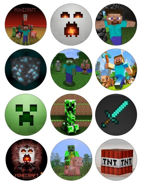 Minecraft Birthday Cake Toppers Minecraft 2 Options Digital Printable Birthday Party Cupcake - albanysinsanity.com Minecraft Cupcake, Minecraft Cupcake Toppers, Minecraft Printables Free, Minecraft Birthday Card, Minecraft Party Printables, Minecraft Cakes, Cake Minecraft, Minecraft Cupcakes, Minecraft Birthday Cake