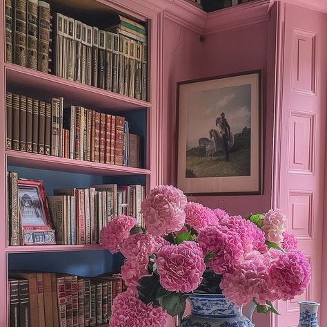 Pink And Periwinkle Room, Pink And Blue Home Decor, Wes Anderson Room Decor, Pink And Blue Living Room Ideas, Pink Living Room Paint, Blue Pink Room, Blue And Pink Room, Pink And Blue Living Room, Blue And Pink Decor