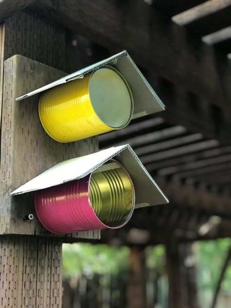 Tin Can Bird Feeders Diy, Tin Can Bird House Diy, Tin Can Bird Feeder, Tin Can Bird House, Bird Houses Ideas Diy Homemade, Can Bird Houses, Recycled Bird Houses, Homemade Bird Houses Diy, Upcycled Birdhouses