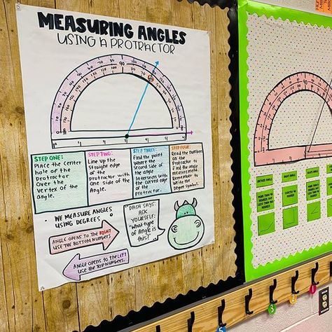 Protractor Activities, 6th Grade Anchor Charts, Angles Anchor Chart, Teach Angles, Angle Activities, Year 5 Maths, Measure Angles, Math Anchor Chart, Math Classroom Ideas