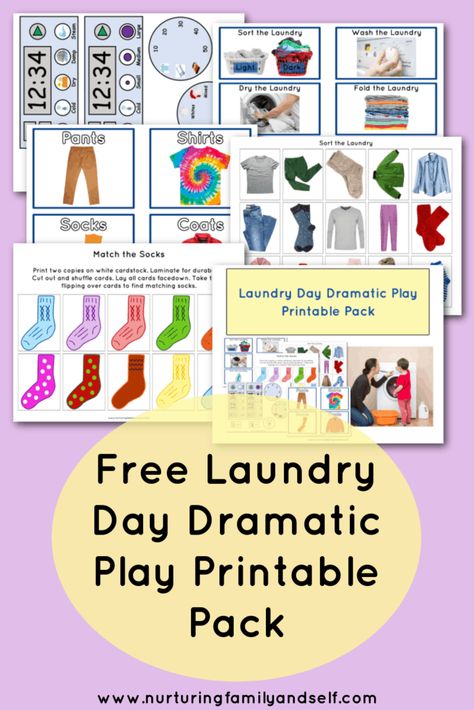 Setting up a laundry dramatic play space in your classroom or playroom is easy to do. Check out how you can set up one for your toddlers and preschoolers using cardboard boxes! Plus grab a free Laundry Day Dramatic Play Printable Pack to extend the learning and play with your little ones. Laundry Activities For Preschool, Laundry Preschool Activities, Laundromat Dramatic Play Preschool, Laundry Room Dramatic Play Ideas, Dramatic Play Clothing Store, Laundry Dramatic Play Free Printables, Laundry Room Dramatic Play, Laundry Pretend Play, Laundry Dramatic Play Center