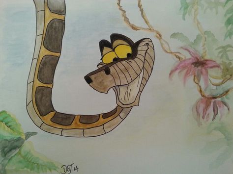 "TRUST IN ME" Kaa from Jungle Book Kaa Snake, Jungle Book Snake, Kaa The Snake, Painting Animals, Journaling Inspiration, Canvas Painting Diy, Journal Inspiration, Disney Art, Bible Journaling