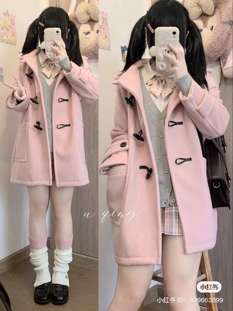 Cutecore Winter Outfits, Kawaii Winter Outfits, Japanese Winter Fashion, Clueless Outfits, Outfit Invierno, Kawaii Fashion Outfits, Cute Winter Outfits, Cold Weather Outfits, Girl Coat