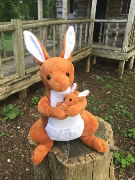 Kangaroo plush, kangaroo stuffed animal with baby joey Kangaroo Stuffed Animal, Kangaroo Plush, Baby Joey, Kangaroo Baby, Baby Inside, Baby Stuffed Animals, Fur Fabrics, Kangaroo Pouch, Baby Beanie