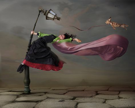 Vladimir Fedotko Blowin' In The Wind, Windy Day, Whimsical Art, Photography Inspiration, Art Dolls, Surrealism, Beautiful Art, Photographic Print, Fantasy Art