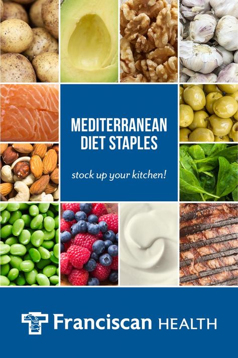 Whether the focus is on losing weight, eating heart-healthy or even achieving a healthier gut, the Mediterranean diet continues to make headlines. Even in the Midwest, adopting a Mediterranean way of eating can be achieved easily with a few pantry substitutions, said Franciscan Health registered dietitian Kathleen Cowden. Mediterranean Staples, Mediterranean Pantry, Medditeranean Diet, Mediterranean Diet Shopping List, Mediterranean Foods, Mediterranean Diet Recipes Dinners, Med Diet, Stock Your Pantry, Mediterranean Meals