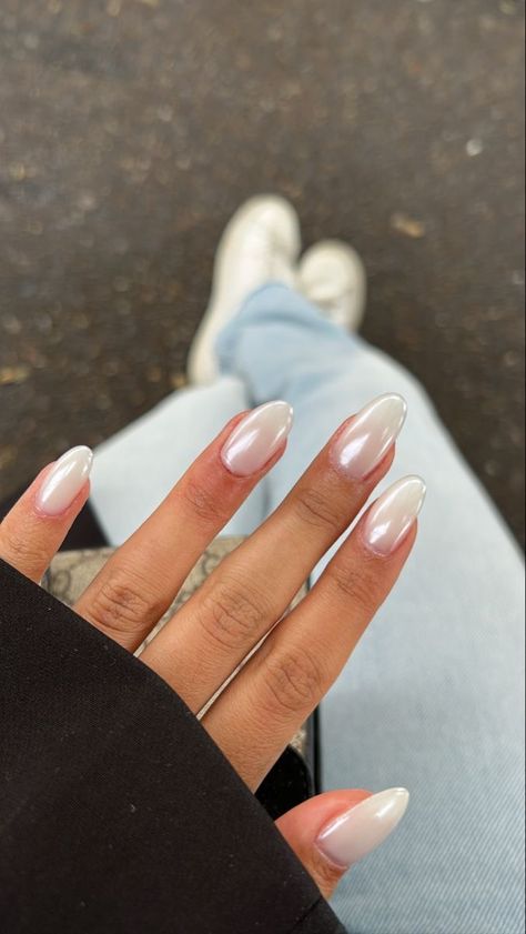 White Chrome Nails, White Chrome, Summery Nails, Her Nails, Nagel Inspo, Pink Nail, Neutral Nails, Pretty Acrylic Nails, Minimalist Nails