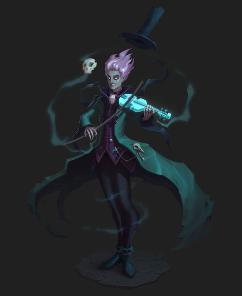 ArtStation - Mysterious Musician, Ksenia Fedorova Character Design Game, Dnd Bard, Pathfinder Character, Small Skull, Violin Music, New Character, Creature Drawings, Dungeons And Dragons Characters, Dnd Characters