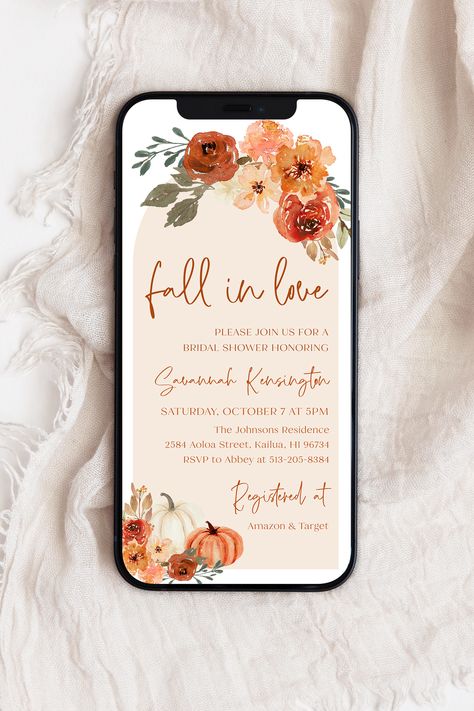 Fall in Love Bridal Shower Digital Invitation, Arch Boho Fall Pumpkin Bridal Shower Evite Editable Electronic Autumn Bridal Shower Invite F1 Bridal Shower Themes October, Bridal Shower Theme Fall, Fall Bridal Shower Invitations, Fall In Love Bridal Shower Ideas Decor, November Bridal Shower Ideas, Fall In Love Bridal Shower Ideas, Fall Bridal Shower Ideas, Fall Bridal Shower Decorations, Autumn Bridal Shower