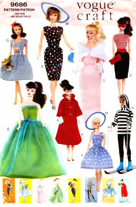 Retro Style Outfits, Original Barbie Doll, Barbie Sewing Patterns, Barbie Doll Clothing Patterns, Vintage Barbie Clothes, Barbie Clothes Patterns, Clothes Pattern, Barbie Patterns, Beautiful Barbie Dolls