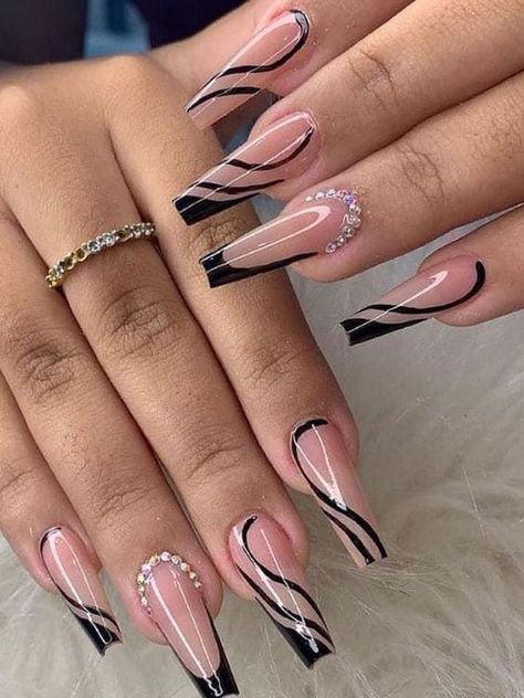 Gothic Nails, Black Nail Designs, Nagel Inspo, Cat Kuku, Negroni, Beauty Nail, Nail Arts, Square Nails, Long Acrylic Nails