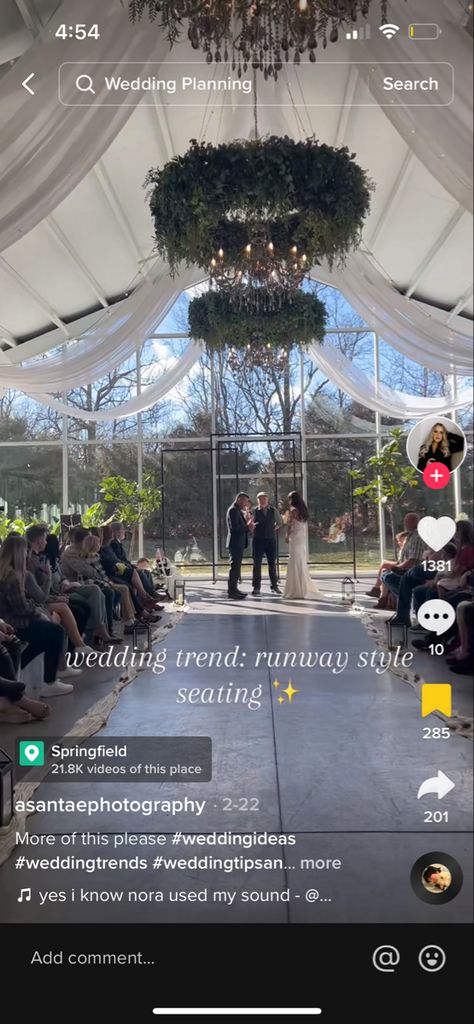 Runway Wedding Seating, Runway Seating Wedding, Runway Style Wedding Ceremony, Seating Wedding Ceremony, Seating Wedding, Winter Weddings, Wedding Prep, Wishful Thinking, Wedding Seating