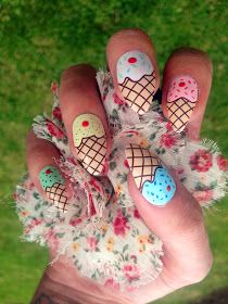 Blush and Belle: 049 Review : House of Holland Sweet Tooth Nails Cone Shape Nail Art Design, Cone Nail Art Designs, Ice Cream Nail Art Design, Ice Cream Cone Nail Art, Ice Cream Cone Nails, Cream Gel Nails, Cone Nail Art, Tooth Nails, Ice Cream Nail Art