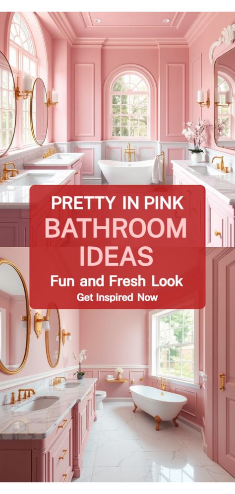 Pink bathroom designs Orange Toilet, Small Bathroom Upgrades, Pink Bathroom Ideas, Pink Ceramic Tile, Pink Bathrooms, Vintage Pink Bathroom, Pastel Christmas Decor, Mini Apartments, Pink Bathroom Decor