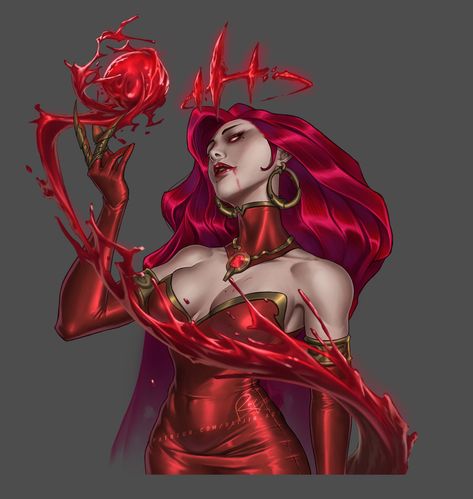 Blood Control Magic, Red Head Queen, Blood Character Design, Dark Princess Art, Witch Queen Art, Blood Powers, Vampire Queen Art, Vampire Woman Art, Vampire Council