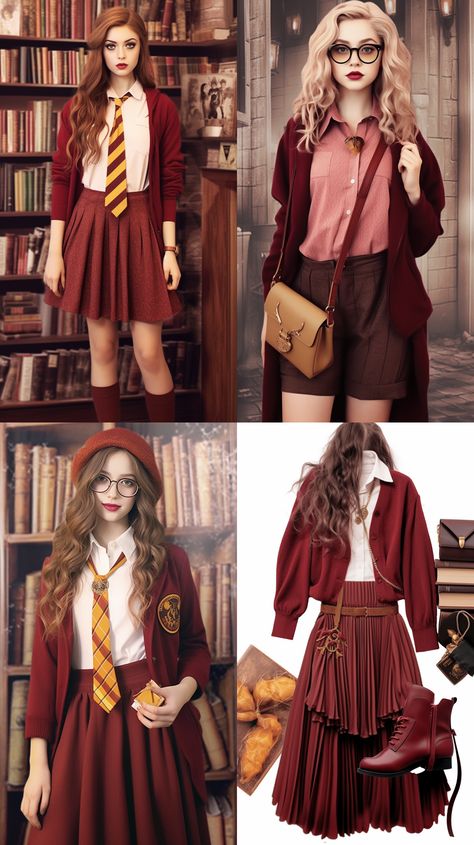 Gryffindor Inspired Outfits, Harry Potter Female Characters, Harry Potter Houses Outfits, Gryffindor Outfit, Yeri Mua, Gryffindor House, Gryffindor Aesthetic, Hp Harry Potter, Harry Potter Style