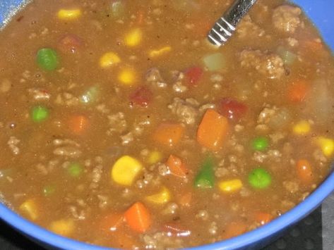 When I mentioned yesterday that I'll be making a quadruple batch of this soup for Shane and his work crew (and a little to keep at home), I... Plaza 3 Steak Soup, Beef Broth Soup Recipes, Tyler Christmas, Steak Soup Recipes, Browning Sauce, Hamburger Vegetable Soup, Steak Soup, Keto Dishes, Chili Soup