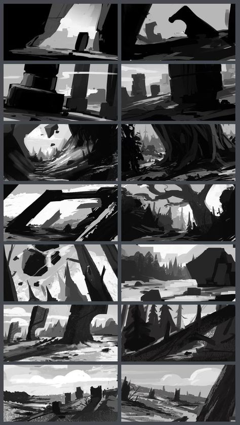 Sketch Composition, Environment Thumbnails, Environment Sketch, Environment Painting, Thumbnail Sketches, Concept Art Tutorial, Landscape Concept, Environment Art, Digital Painting Tutorials