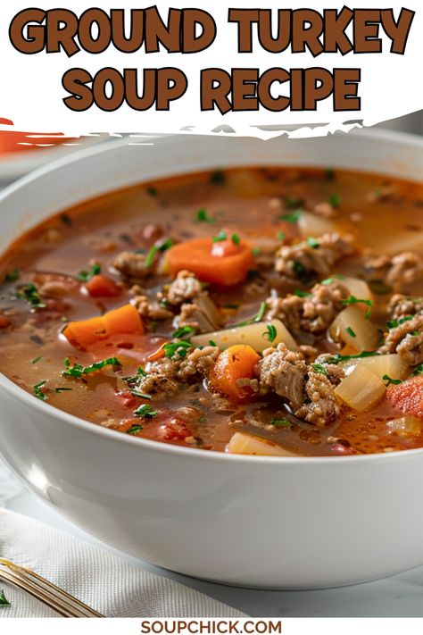 Ground Turkey Soup Recipe for a Light, Flavorful Meal Soups With Ground Turkey, Turkey Soup Recipes Homemade, Turkey Soup Recipes, Turkey Cabbage, Turkey Vegetable Soup, Ground Turkey Soup, Turkey Stew, Turkey Ideas, Cholesterol Recipes