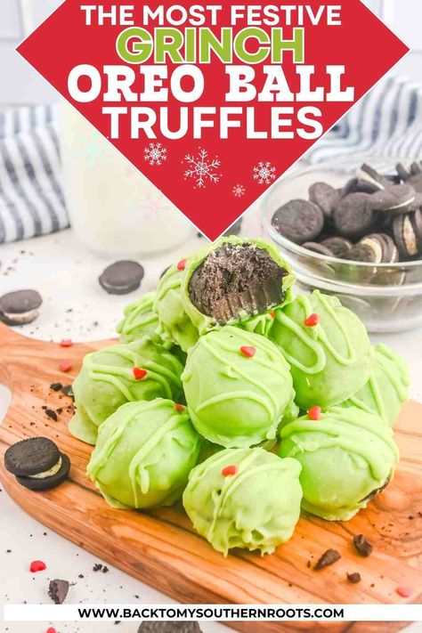 Grinch Oreo Balls, Fox Cakes, Oreo Balls Christmas, Oreo Ball, Grinch Cake, Oreo Cookie Balls, Christmas Truffles, Easy Candy Recipes, Rock Recipes