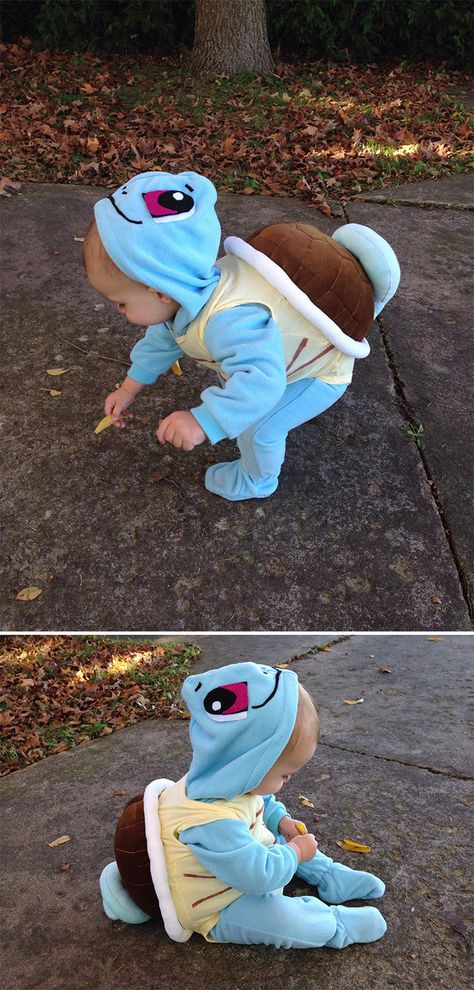 Toddler Pokemon Costume, Pokemon Costumes Diy, Squirtle Costume, Pokemon Halloween Costume, Easy College Halloween Costumes, Baby Pokemon, Pokemon Costumes, Pokemon Halloween, Super Family