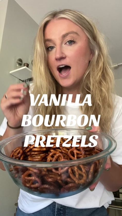 VANILLA BOURBON PRETZELS 🥨 🥃 These are seriously one of the best sn... | Snacks Recipe | TikTok Vanilla Bourbon Pretzels, Pretzels Recipe, Christmas Puppy, Chili Powder, Fun Snacks, Baking Sheet, Stick Of Butter, Soul Food, Bourbon