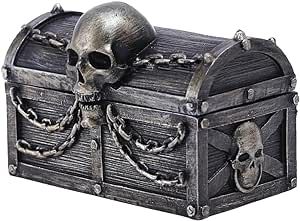 JARPSIRY Vintage Skull Pirate Treasure Chest, Decorative Trinket Jewlery Box Gothic Décor, Spooky Halloween Decorations, Nautical Pirate Decor Keepsake Box (Silver) Fantasy Office, Pirate Chest, Evil Skull, Skull Pirate, Treasure Chests, Pirate Treasure Chest, Jewelry Box Diy, Spooky Halloween Decorations, Pirate Treasure