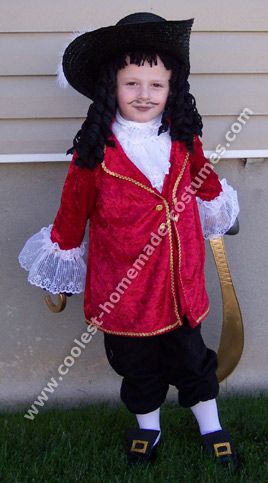 Captain Hook Costume -- DIY $15 SO CUTE :D love the hair with the hat and mustache :{) Captain Hook And Peter Pan, Hook And Peter Pan, Hook Costume, Captain Hook Costume, James Hook, Peter Pan Costumes, Peter Pan Costume, Captain Costume, Idea For Halloween