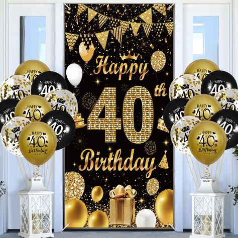 PRICES MAY VARY. Theme: Star Item shape: Round SpecificationsMaterial:Happy 40th Birthday Door Banner: PolyesterHappy 40th Birthday Balloons: Latex Package content:1 × happy 40th birthday door banner6 × black happy 40th birthday balloons6 × gold happy 40th birthday balloons6 × transparent happy 40th birthday balloons with gold confetti Use place: 40th birthday party, 40th anniversary, indoor, outdoor Notice:1. Due to manual measurement, please allow a difference of 1-3cm, thank you for your unde 70th Birthday Balloons, Birthday Party Decorations For Men, 90th Birthday Banner, 90th Birthday Party Decorations, 70th Birthday Banner, 60th Birthday Balloons, 70th Birthday Parties Decorations, Anniversary Party Decor, 40th Birthday Balloons