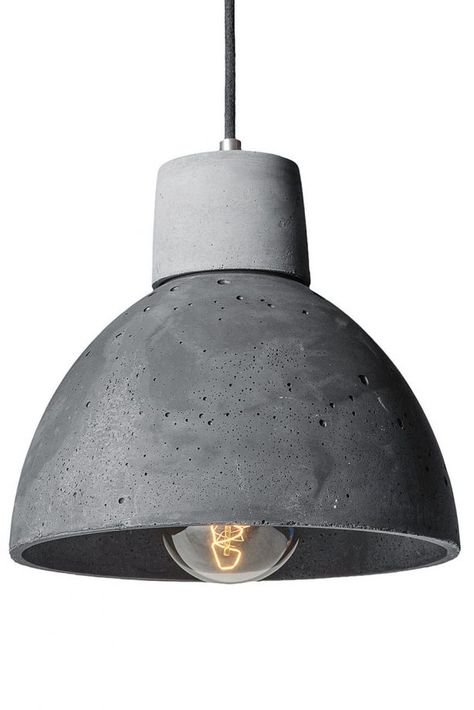 Hung from a concrete ceiling rose, the Korta Concrete pendant is an elegantly industrial hand cast shade with sleek steel elements and a simple braided cable.  #concrete #lightshades #industrialdecor Concrete Lighting, Lights Over Kitchen Island, Concrete Light, Concrete Ceiling, Rough Luxe, Concrete Pendant, Latest Interior Design Trends, Concrete Lamp, Luxe Style