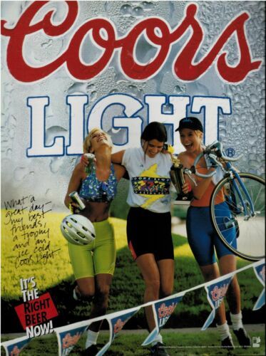 90s Americana, Beer Trophy, 1992 Fashion, Coors Light Poster, Beer Commercial, Coors Light Beer Poster, Coors Light Shirt, Vintage Beer Advertisements, Summer 90s