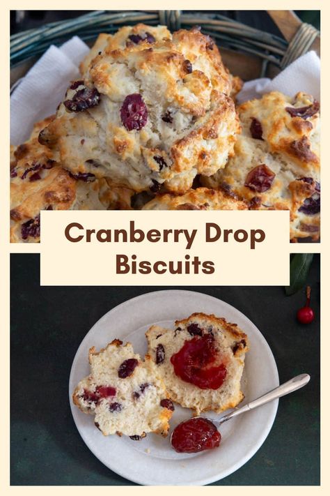 These easy and simple to make Cranberry Drop Biscuits are delicious and moist, just the way homemade drop biscuits should be. Perfect with your morning coffee and or afternoon tea! Cranberry Biscuits, Dinner Rolls Quick, Brunch Bacon, Homemade Drop Biscuits, Bacon Biscuits, Drop Scones, Cranberry Scones, Italian Meals, Biscuit Rolls