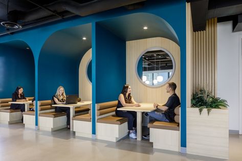 Westland Insurance Offices - Surrey | Office Snapshots Office Booth Design, Booth Seating Design, Student Hotels, Booth Seat, Office Booth, Corporate Office Design, Office Pods, Booth Seating, Office Space Design