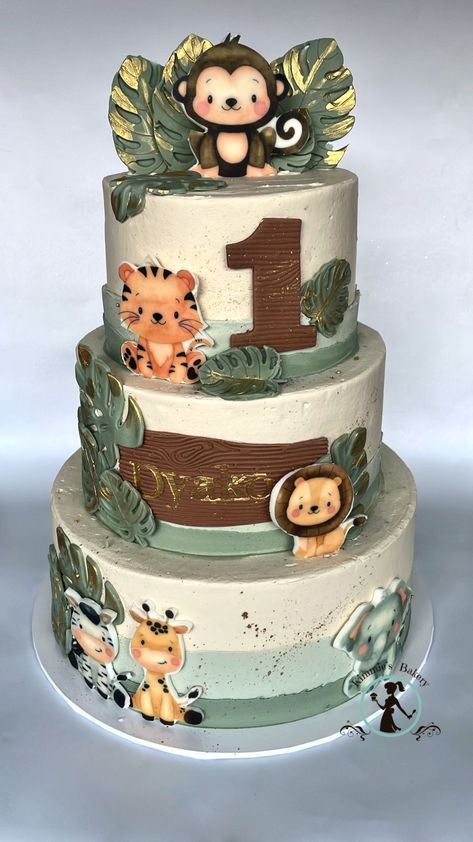 Madagascar Cake, Jungle Theme Cakes, Jungle Cake, Leaf Clipart, Bolo Fake, Theme Cake, Safari Theme, Safari Baby, Jungle Theme