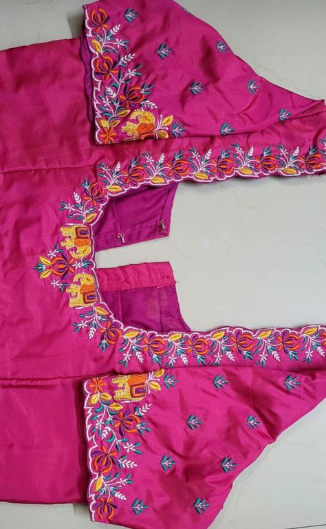 Machine Work Blouse Designs For Silk Saree, Machine Work Blouse, Machine Work Blouse Designs, Computer Embroidery Design Blouses, Thread Work Blouse Designs, Thread Work Blouse, 50 Blouse Designs, Machine Embroidery Designs Projects, Work Blouse Designs