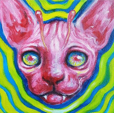 Weird Paintings Aesthetic, Weird Things To Paint, Weird Acrylic Painting, Alien Cat Art, Funky Painting Ideas, Weirdcore Painting, Weird Painting Ideas, Weird Art Painting, Weird Paintings