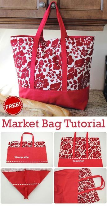 Market Bag Free Sewing Tutorial Tas Denim, Tote Bag Pattern Free, Projek Menjahit, Sac Diy, Diy Bags Patterns, Sew Ins, Tote Bags Sewing, Bag Sewing, Sewing Purses