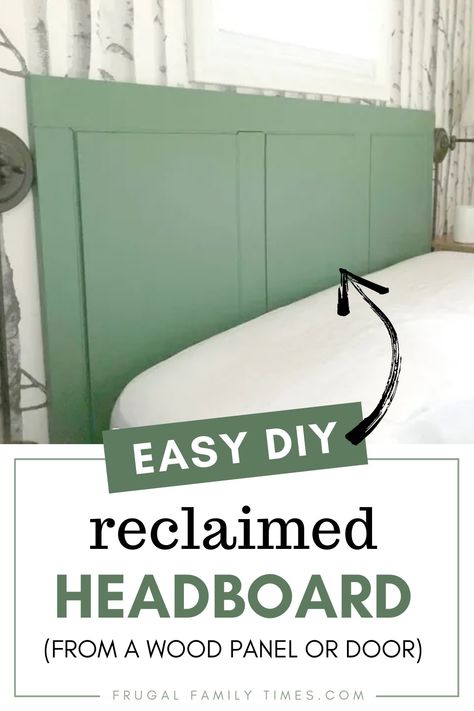 Green Wood Headboard, Reclaimed Headboard, Airbnb Bedroom, Pretty Headboard, Unique Christmas Cookies, Diy Wood Headboard, Repurposed Projects, Birch Tree Wallpaper, Green Headboard