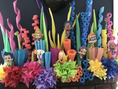 Bubble Guppies Birthday Decorations, Bubble Guppies Party Decorations, Bubble Guppies Balloon Garland, Bubble Guppy Birthday Party, Bubble Guppies Centerpieces, Bubble Guppies Decorations, Bubble Guppies Themed Birthday Party, Bubble Guppies Birthday Theme, Pool Noodle Coral