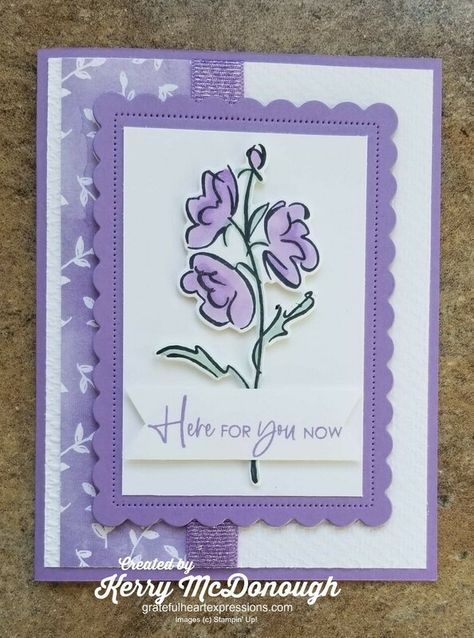 Scrapbook Cards Ideas, Cards For Scrapbook, Line Images, Line Art Images, Purple Cards, Color Contour, Paper Crafts Card, Beautiful Handmade Cards, Stamping Up Cards