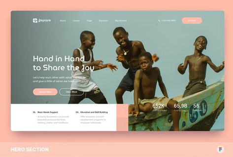 Charity Foundation Hero Section Figma Template Charity Foundation Website Design, Foundation Website Design, Hero Section Web Design, Nonprofit Website Design, Charity Websites, Hero Banner, Nonprofit Website, Hero Section, Great Website Design